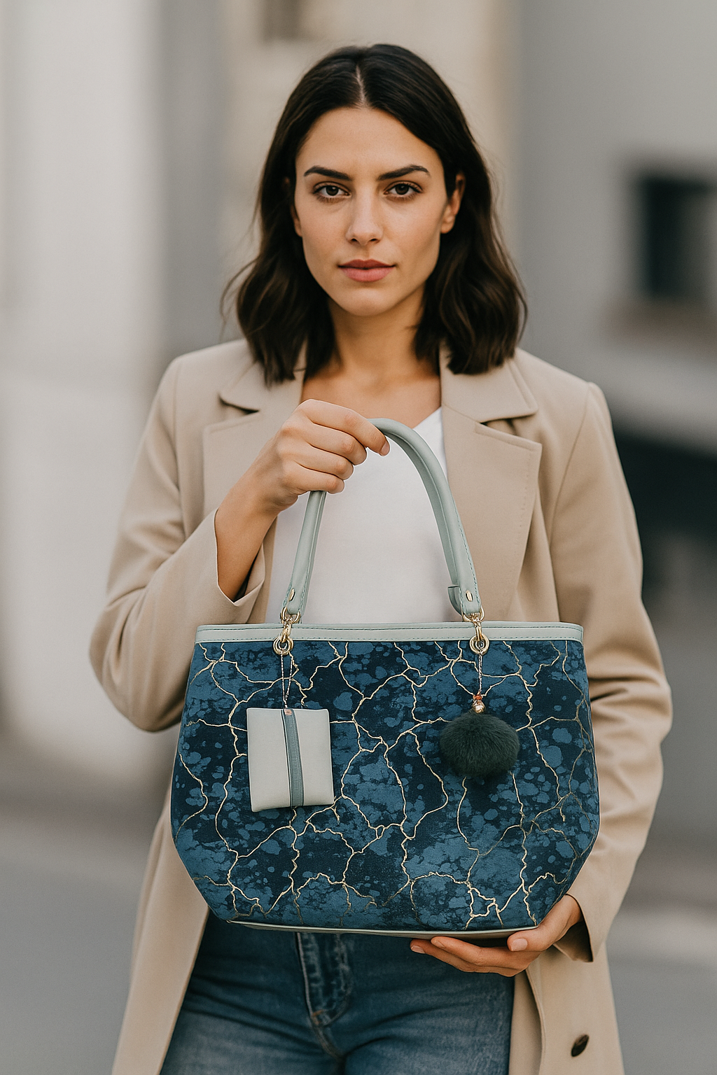 Midnight Marble Luxe Tote
