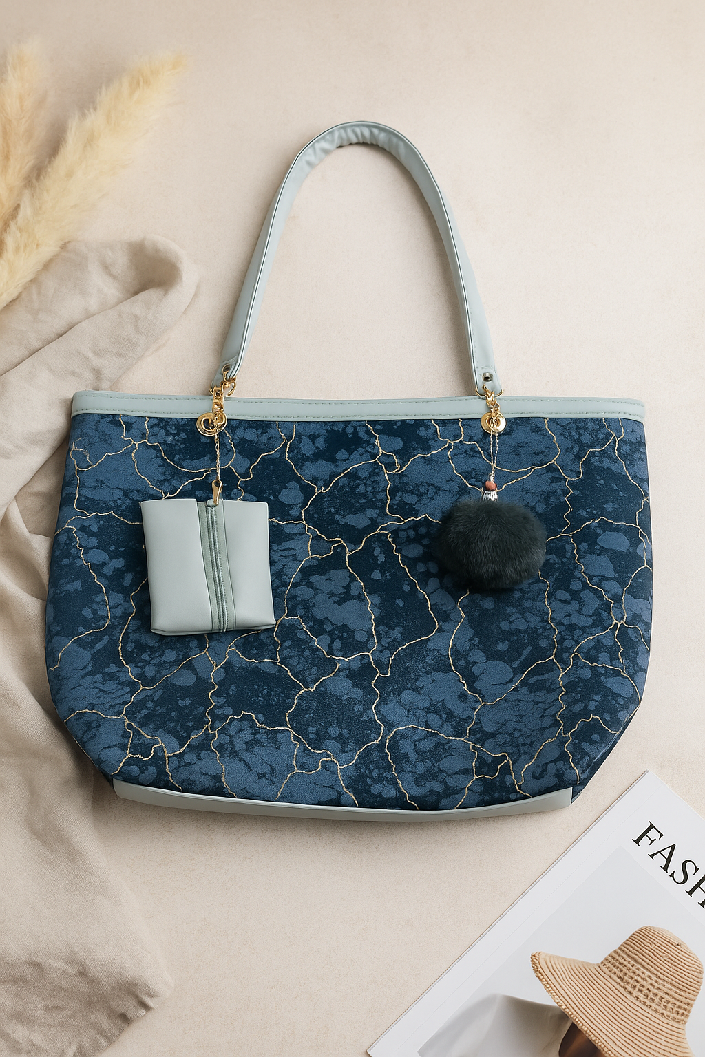 Midnight Marble Luxe Tote