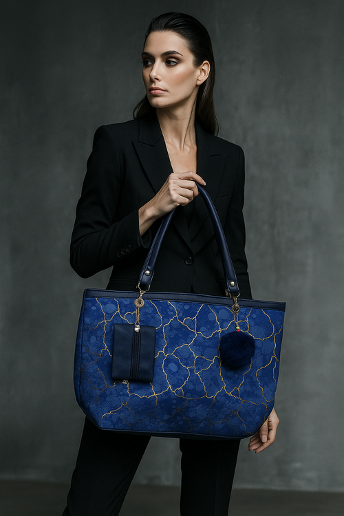 Blue Luxe Marble Tote