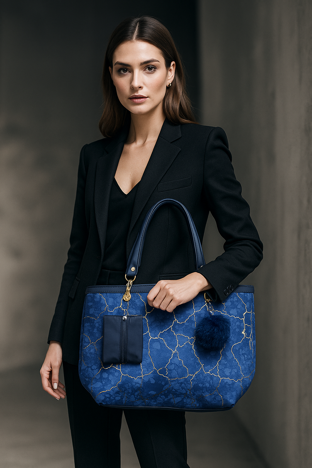 Blue Luxe Marble Tote