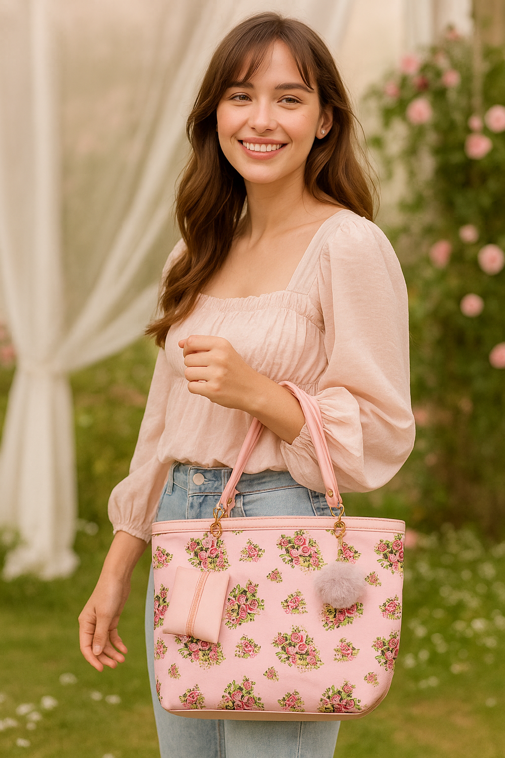 Blush Bloom Floral Tote