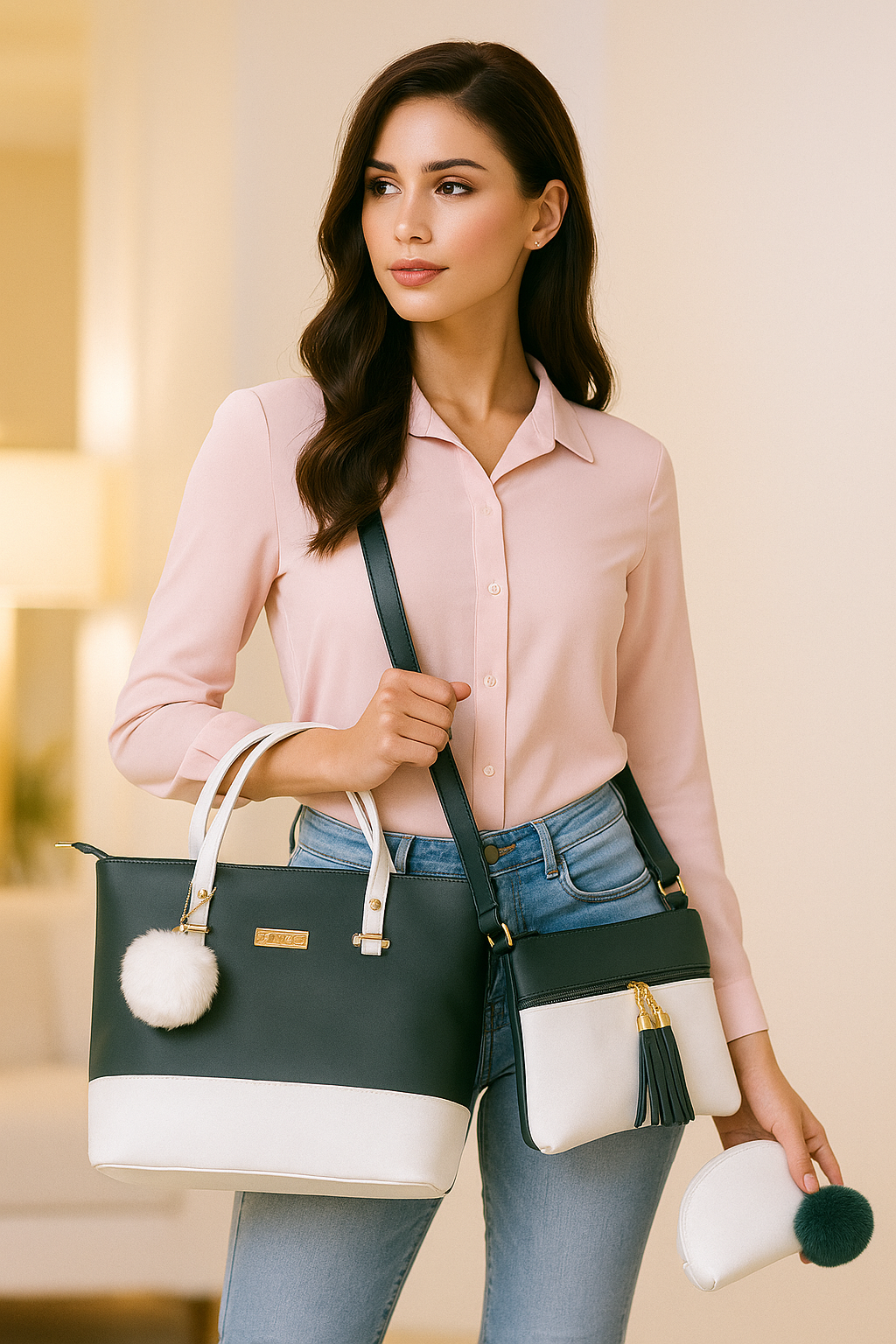 Emerald Elegance 3-in-1 Tote Set