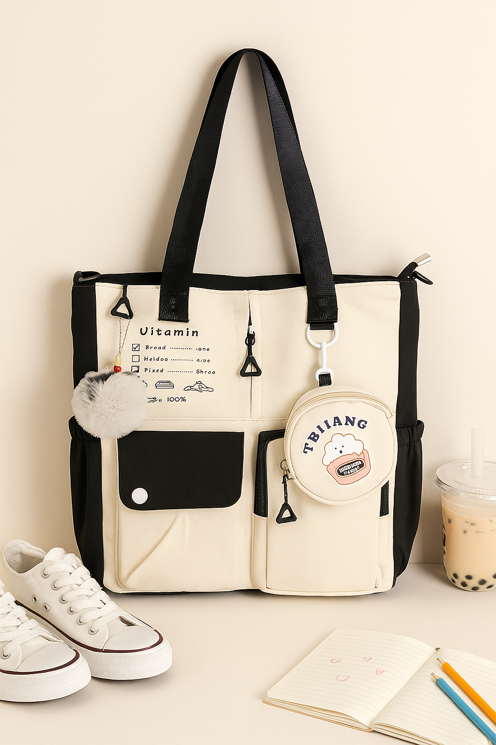 Aesthetic Patchwork Tote Backpack