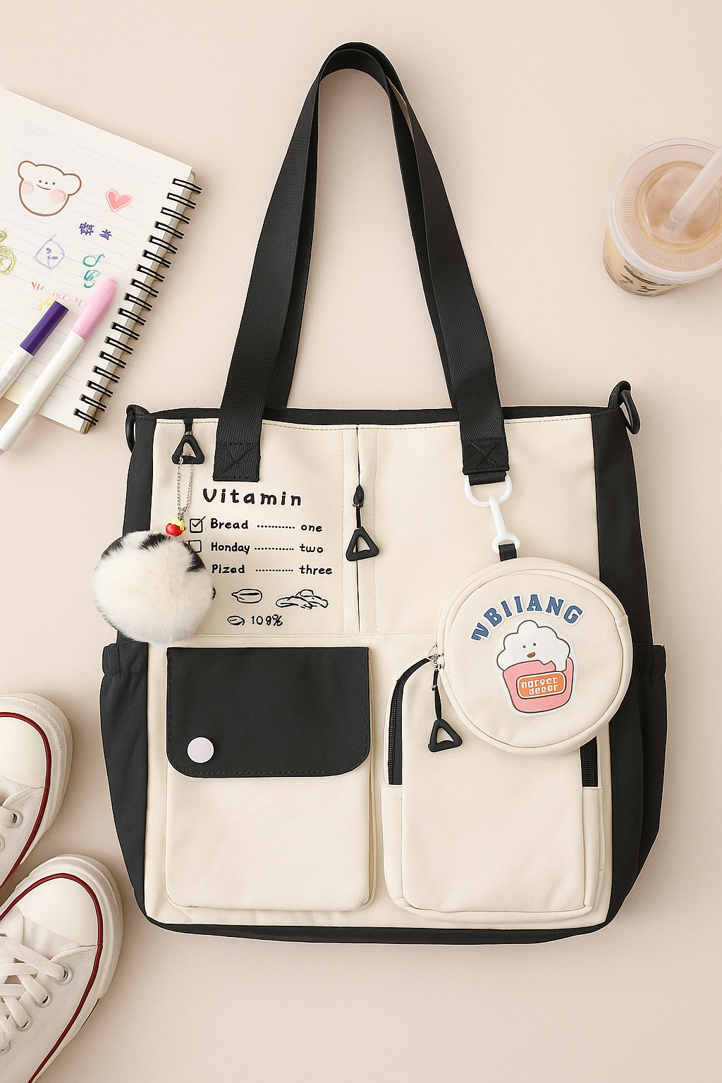 Aesthetic Patchwork Tote Backpack