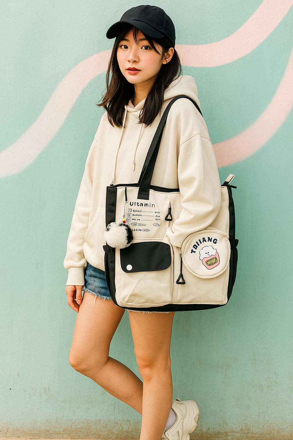 Aesthetic Patchwork Tote Backpack