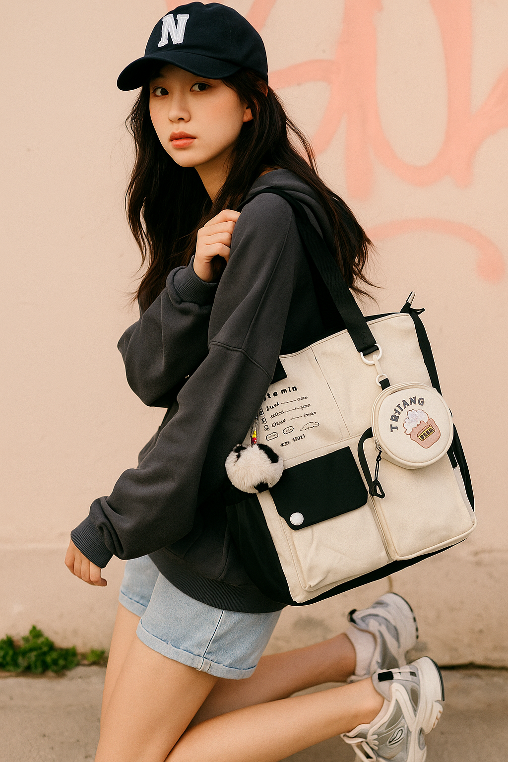 Aesthetic Patchwork Tote Backpack