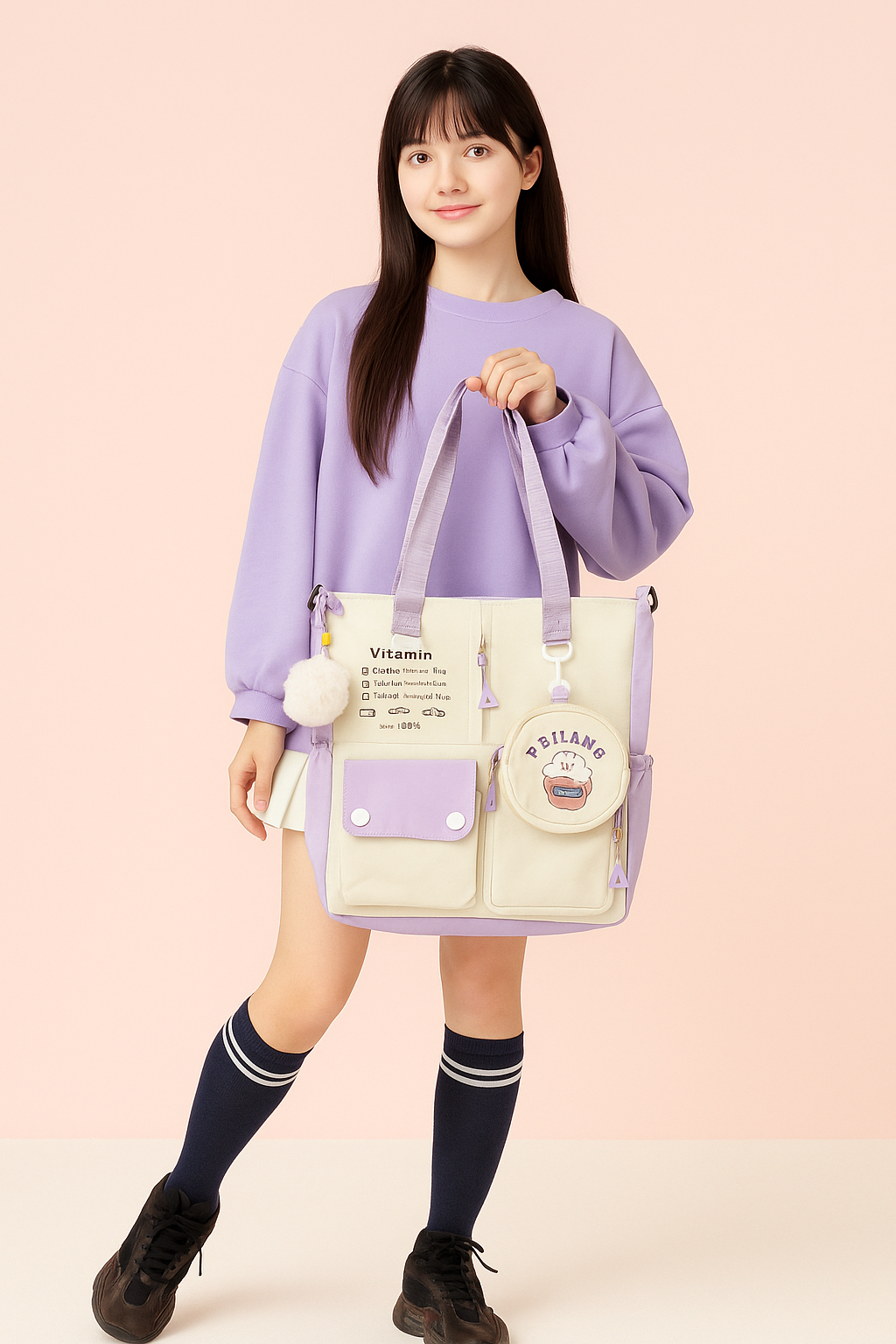 Aesthetic Patchwork Tote Backpack