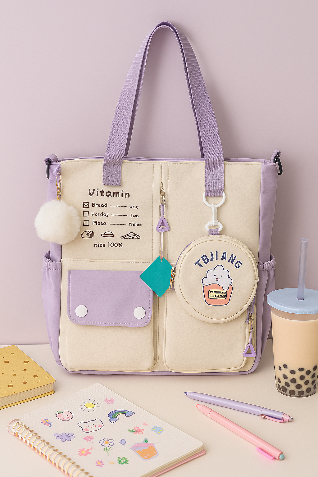 Aesthetic Patchwork Tote Backpack