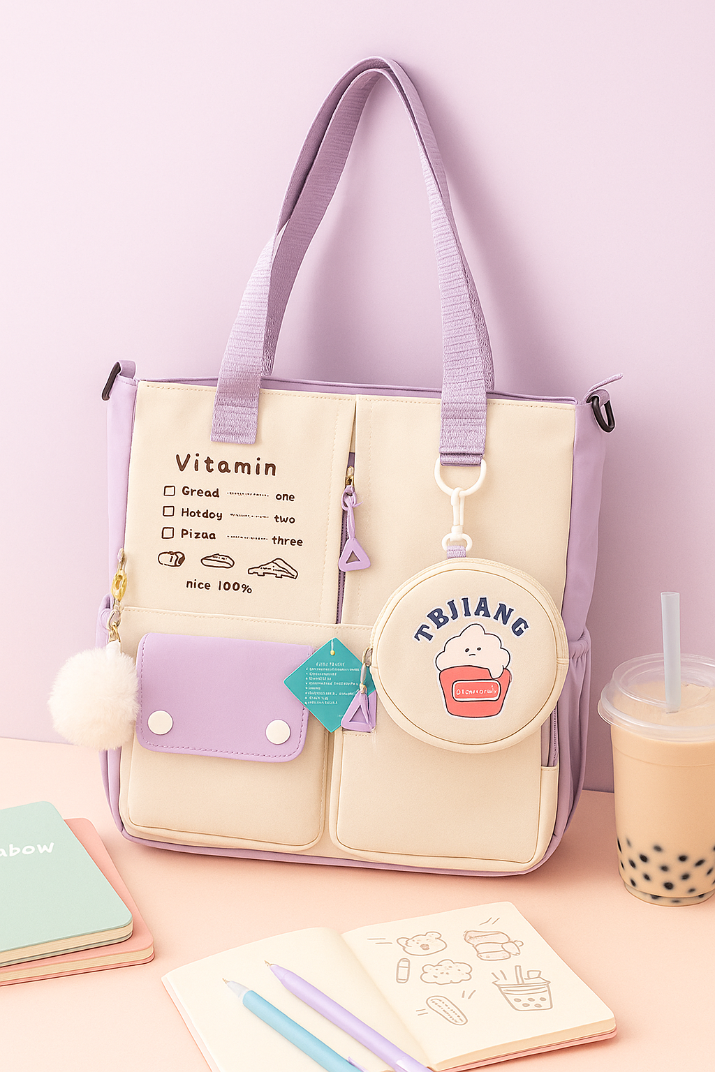 Aesthetic Patchwork Tote Backpack