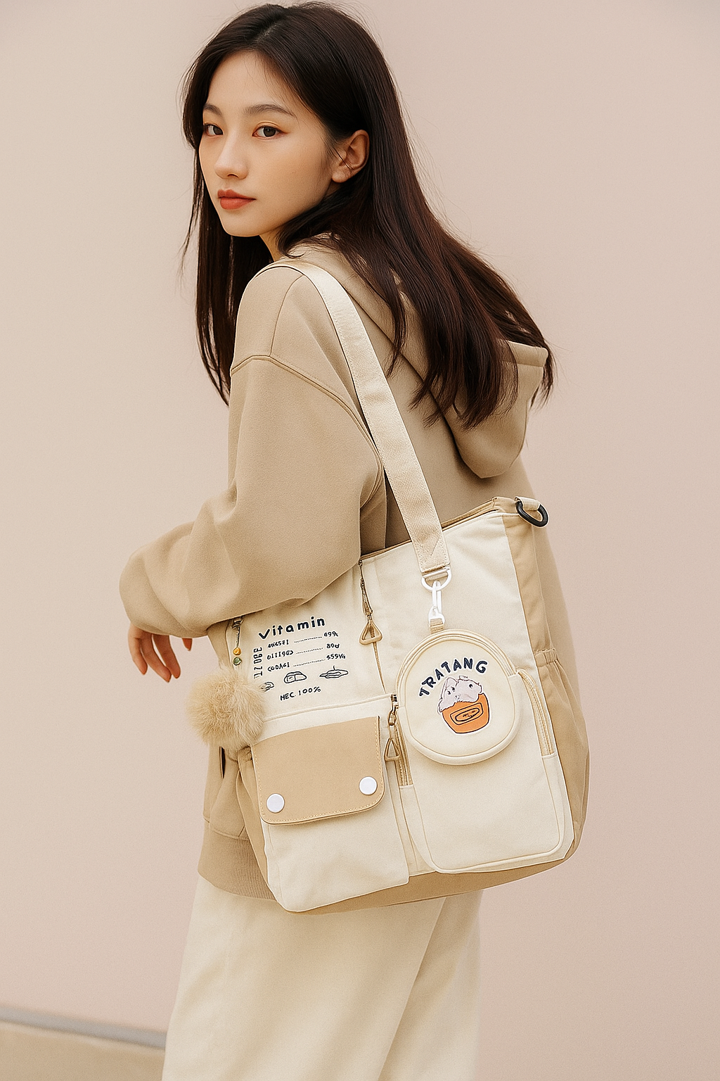 Aesthetic Patchwork Tote Backpack