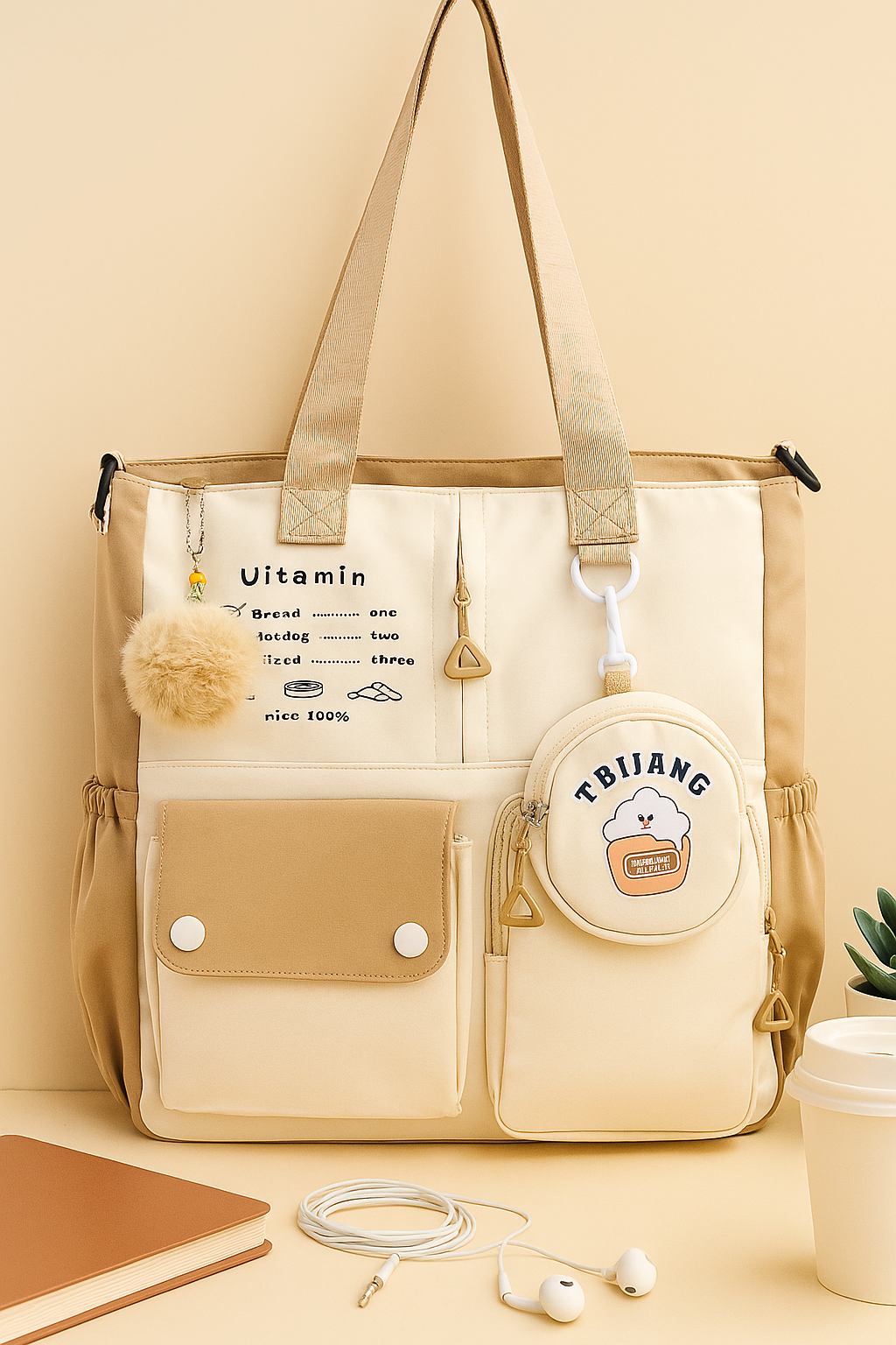 Aesthetic Patchwork Tote Backpack