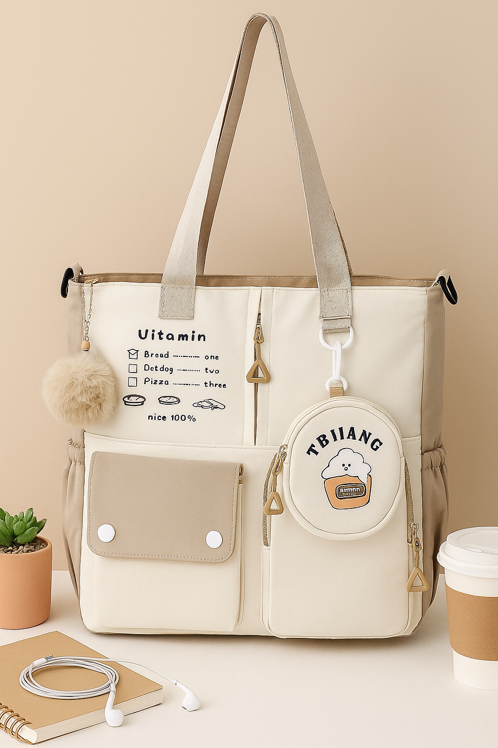 Aesthetic Patchwork Tote Backpack