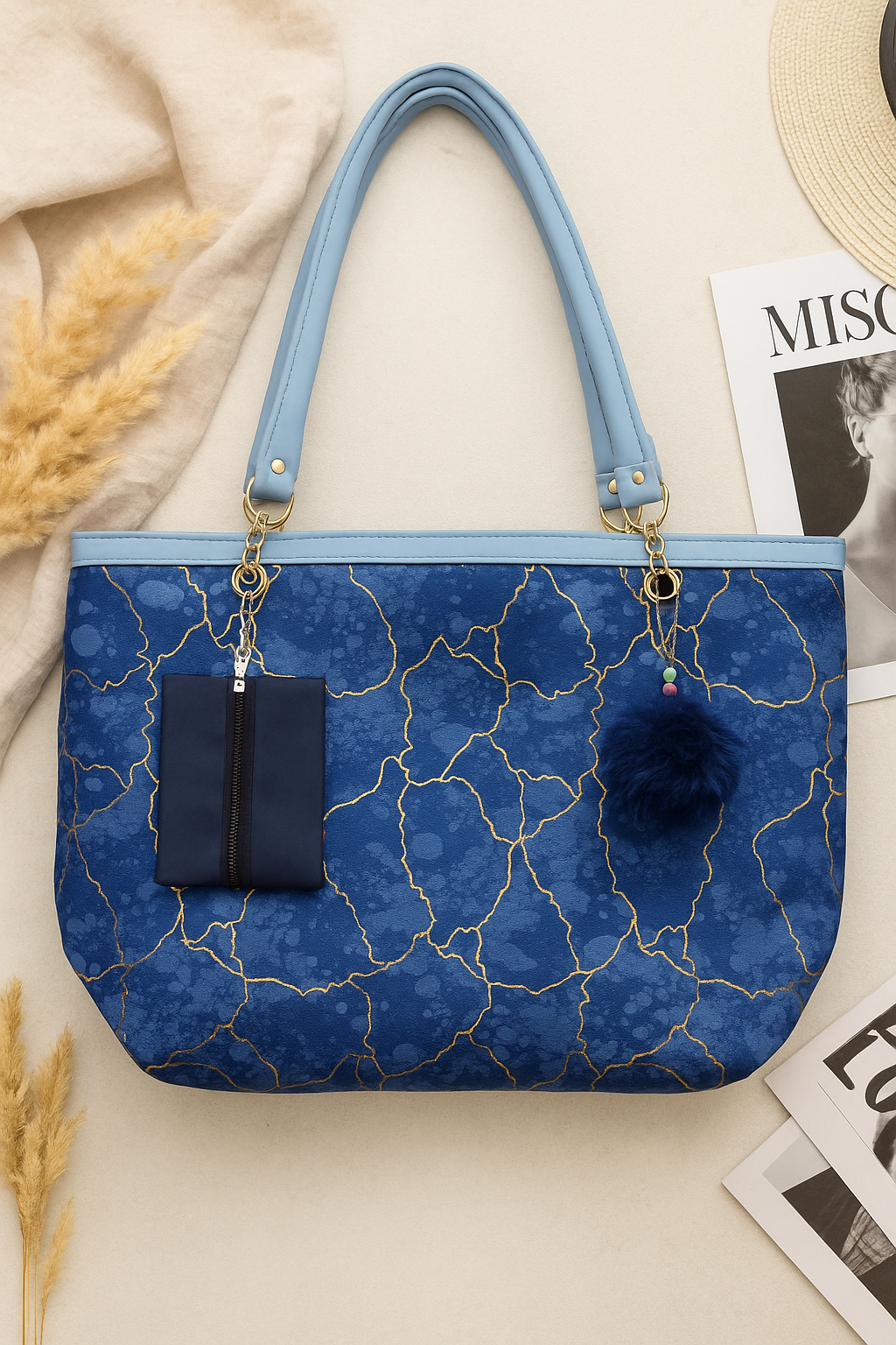 Blue Luxe Marble Tote