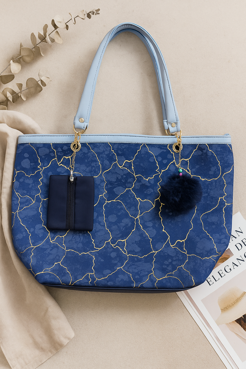 Blue Luxe Marble Tote